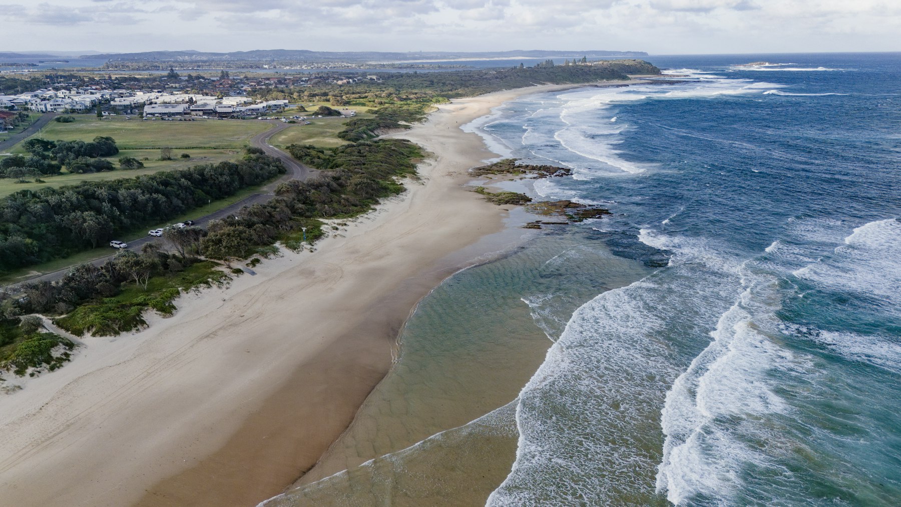Aerial view of a beach and shoreline