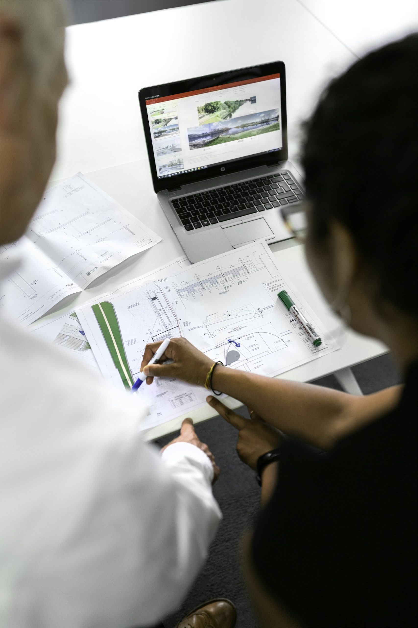 House plans spread out on a table