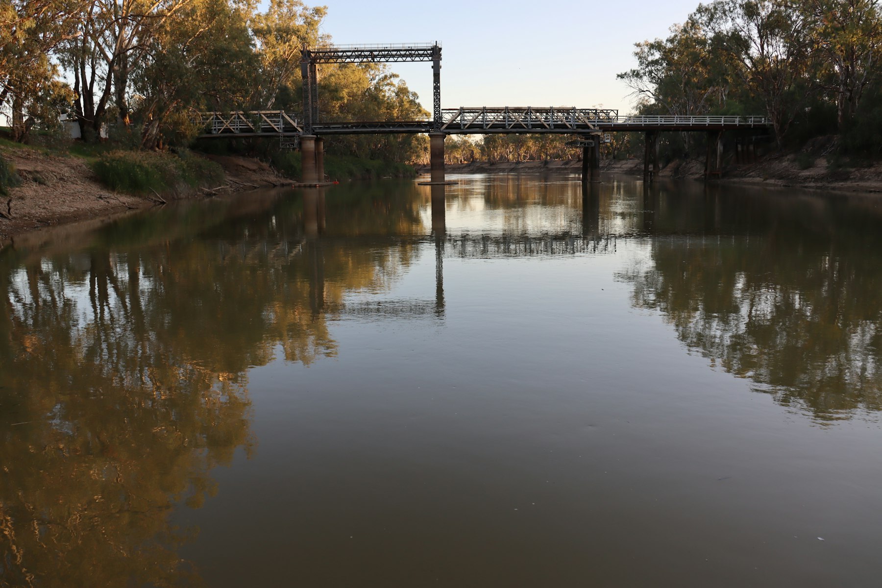 Long bridge crossing a wide river