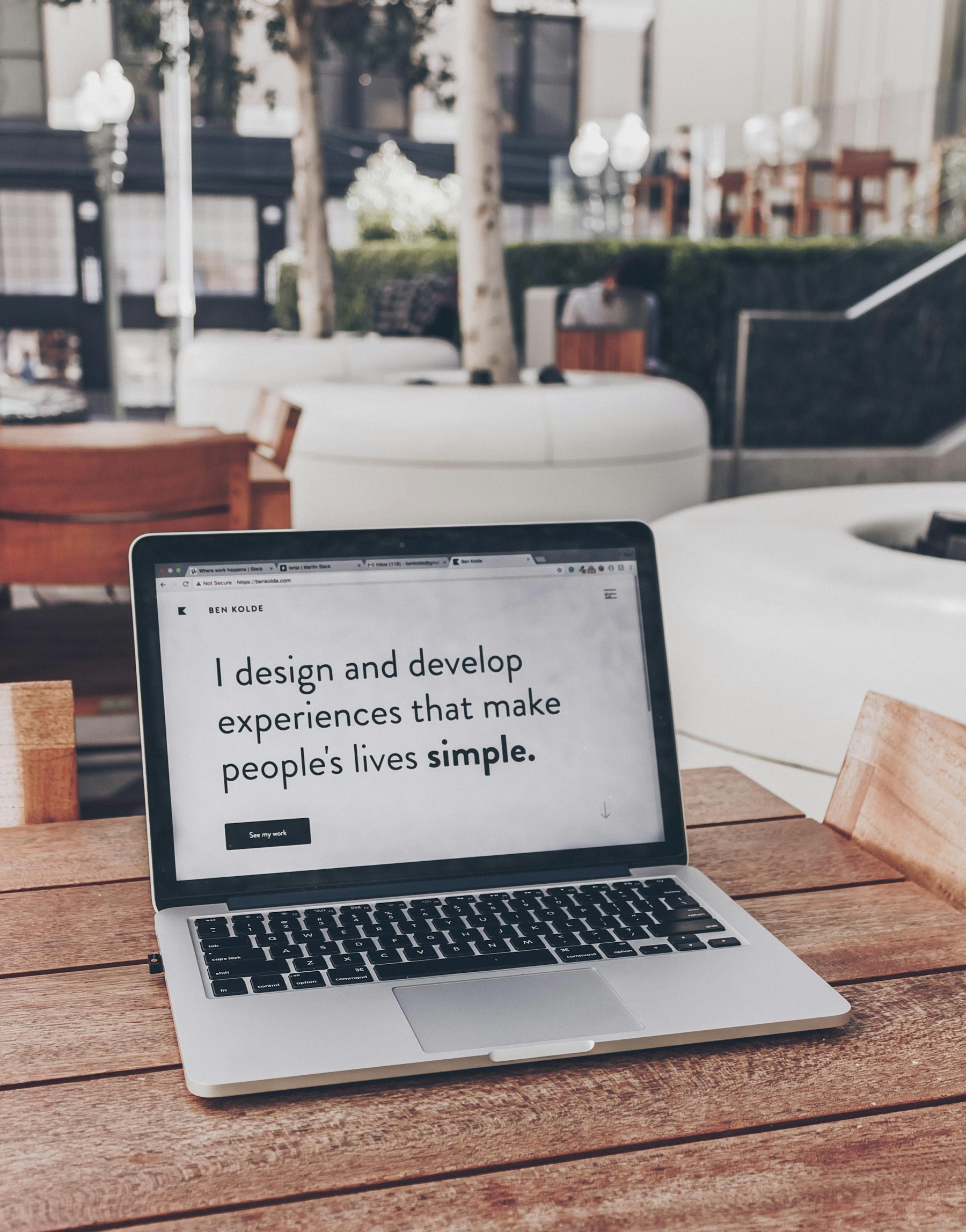 White laptop on a bright desk
